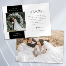 Elegantes Skript Doppelseitiges Foto Hochzeit