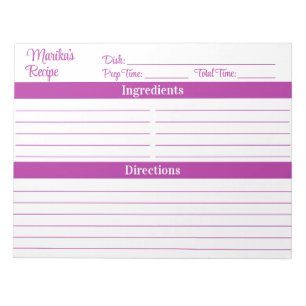 Elegantes Skript Dunkelrosa 8,5x11 Rezepte Notizblock