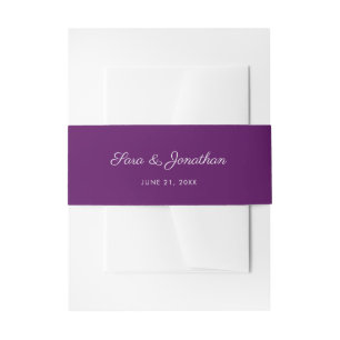 Elegantes Skript Dunkle Lila Hochzeit Einladungsbanderole