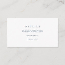 Elegantes Skript Dusty Blue & White Wedding Detail Begleitkarte