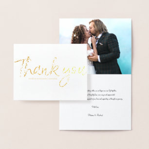 Elegantes Skript Einfache Hochzeit Danke Foto Foli Folienkarte