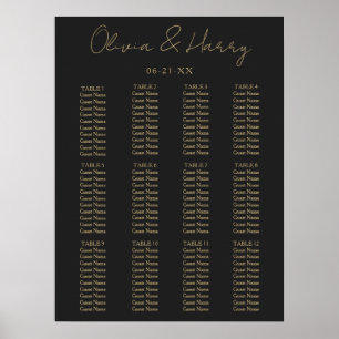 Elegantes Skript Einfache moderne Hochzeitssitzkar Poster
