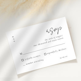 Elegantes Skript Einfache Schwarz-weiße Hochzeitsr RSVP Karte
