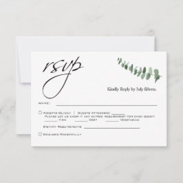 Elegantes Skript Eucalyptus QR Code Wedding rsvp Mitteilungskarte