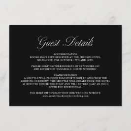 Elegantes Skript Formal Black Wedding Guest Detail Begleitkarte