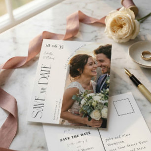 Elegantes Skript Foto Arch Hochzeit Save The Date Postkarte