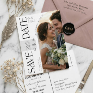 Elegantes Skript Foto Archiv Hochzeit Save The Dat Postkarte