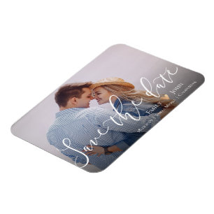 Elegantes Skript-Foto Hochzeit speichern Magnet
