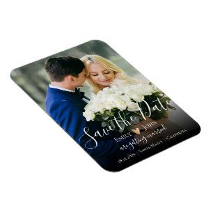 Elegantes Skript-Foto Hochzeit speichern Magnet