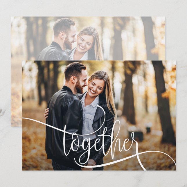 Elegantes Skript-Foto Hochzeit speichern Save The Date (Vorne/Hinten)