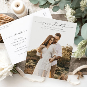 Elegantes Skript-Foto Hochzeit Speichern Sie das D Ankündigungspostkarte