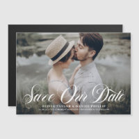 Elegantes Skript-Foto Save the Date Geblüht
