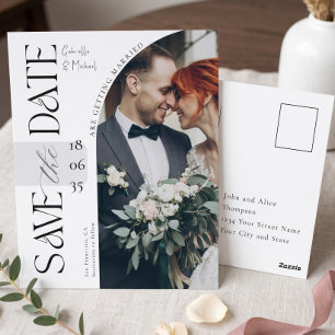 Elegantes Skript-Foto-Tor-Hochzeit-Save-the-Date Postkarte