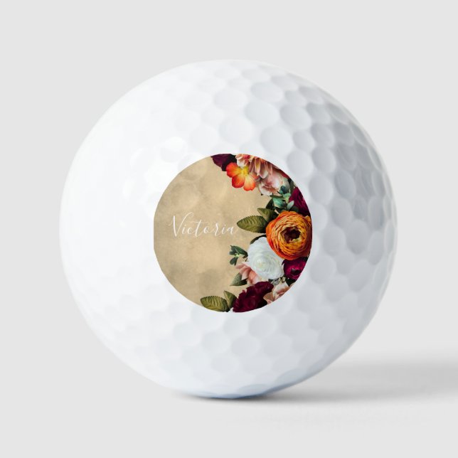 Elegantes Skript für Blumennamen, angepasst rustik Golfball (Vorderseite)