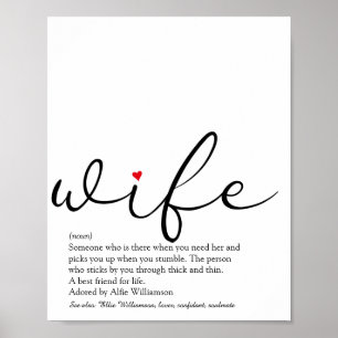 Elegantes Skript für die Definition der Ehefrau mi Poster