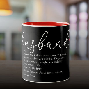 Elegantes Skript für Ehemann-Definition Liebe Herz Zweifarbige Tasse