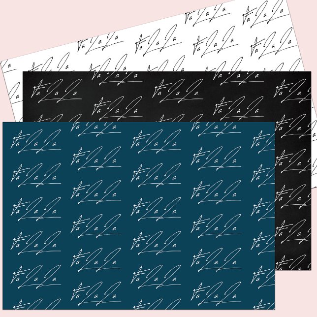 Elegantes Skript für ein La-Text-Muster-Geschenk Geschenkpapier Set (Elegant Script Fa La La Text Pattern Gift Wrapping Paper Sheets)