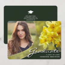 Elegantes Skript Gelbe Blumen | Modernes Foto Grad