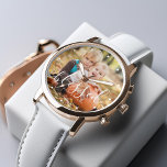 Elegantes Skript "Gesegnet" Custom Foto Watch Armbanduhr<br><div class="desc">Fügen Sie Ihr Lieblings-Foto aus Ihrem letzten Urlaub,  Hochzeit oder besondere Anlass.</div>