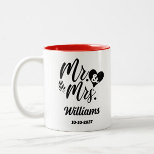 Elegantes Skript Herr und Frau Nachname Frischverm Zweifarbige Tasse