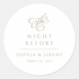 Elegantes Skript Hochzeit des Nigth Before Runder Aufkleber