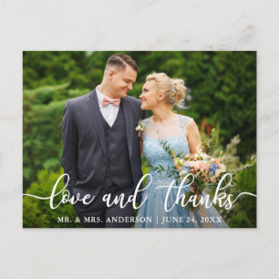 Elegantes Skript Hochzeit Liebe und Dank Braut Brä Postkarte