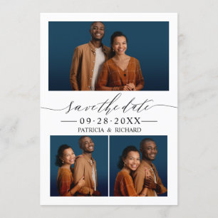 Elegantes Skript Hochzeit Save The Date 3 Foto Col Einladung