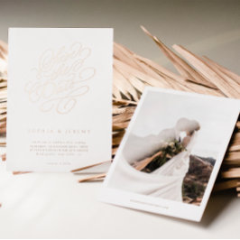 Elegantes Skript Hochzeit speichern Sie das Datum  Folieneinladung