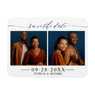 Elegantes Skript Hochzeit Termin merken 2 Foto Col Magnet