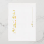 Elegantes Skript Hochzeitsratgeber und wünscht Gol Folieneinladung<br><div class="desc">Fügen Sie Ihrer Hochzeit eine persönliche Touch mit einer eleganten Hochzeitsberatung und Wunschkarte hinzu. Diese Ratenkarte bietet den Titel in Goldfolie modernen eleganten Kalligraphie-Schriftart Stil und Details in Goldfolie Sans Serif Schriftart Stil auf weißem Hintergrund. Ideal für Hochzeiten,  Babydusche,  Geburtstagsparty,  Brautparty,  Junggeselinnen-Abschied und alle besondere Anlässe.</div>