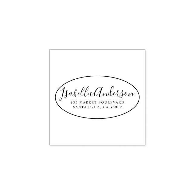 Elegantes Skript | Individuelle Name und Rücksende Gummistempel (Prägung)