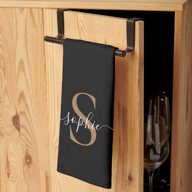 Elegantes Skript Individueller Name Personalisiert Geschirrtuch (Drittel gefaltet)