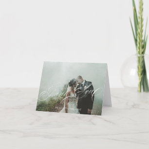 Elegantes Skript individuelles Foto Hochzeit Viele Dankeskarte