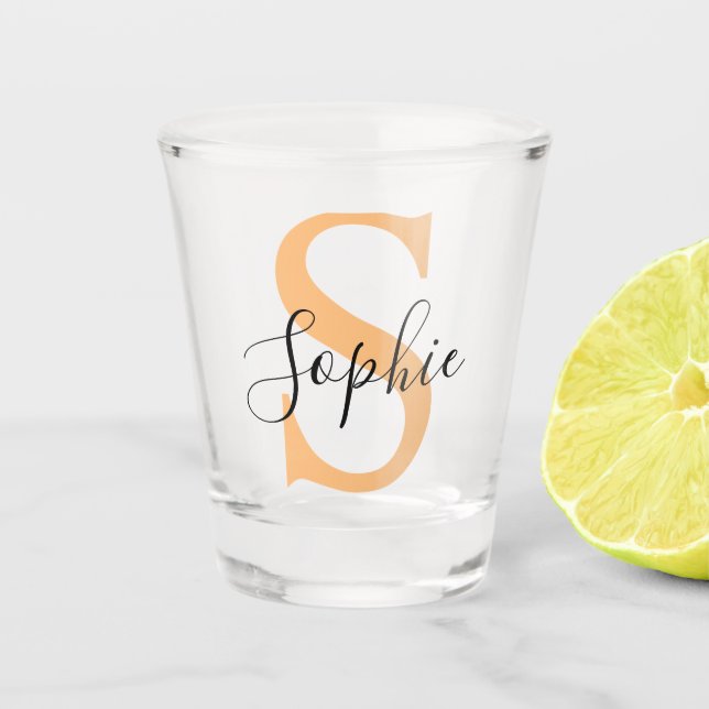 Elegantes Skript individuelles Namensgeschenk Schnapsglas (Vorderseite)
