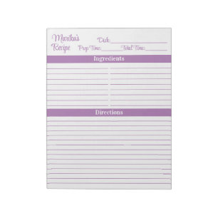 Elegantes Skript Lavendel 8,5x11 Porträt Rezepte Notizblock