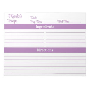 Elegantes Skript Lavendel 8,5x11 Rezepte Notizblock