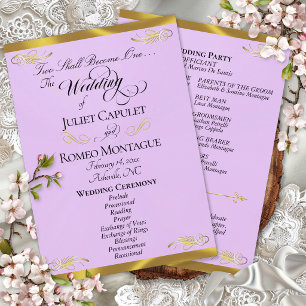 Elegantes Skript - Lavendel/Goldene Hochzeit Programm