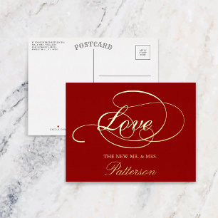 Elegantes Skript "Liebe" Hochzeit Vielen Dank Folie Einladungspostkarte