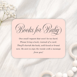 Elegantes Skript Lt. Rosa Baby-Shower-Bücher für B Begleitkarte