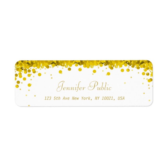 Elegantes Skript Luxuriöse moderne Gold Confetti (Vorne)