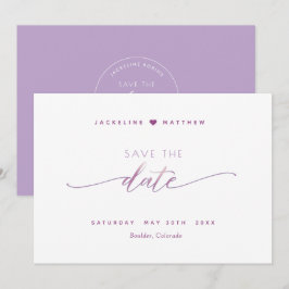 Elegantes Skript, Mauve Lavender Simple Wedding Save The Date