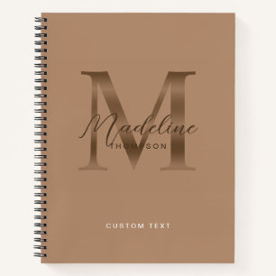 Elegantes Skript Metallisches Taupe Braun Gold Mon Notizbuch
