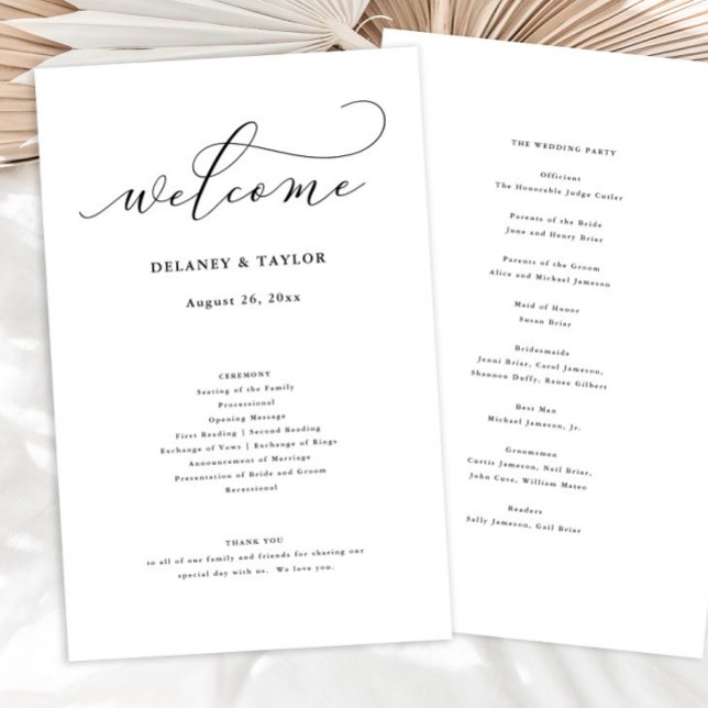 Elegantes Skript-Minimalistisch bearbeitbares Papi Flyer (A simple yet elegant budget friendly wedding program.)