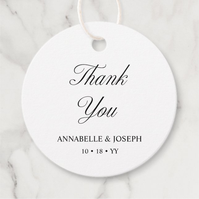 Elegantes Skript Minimalistisch Formal White Weddi Geschenkanhänger (Vorderseite)