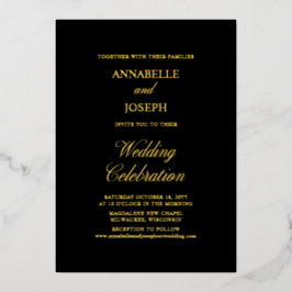 Elegantes Skript Minimalistisch formale Schwarze H Folieneinladung