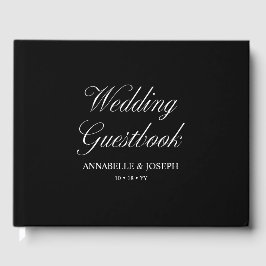 Elegantes Skript Minimalistisch formale Schwarze H Gästebuch