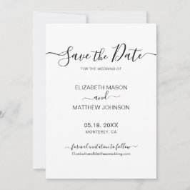 Elegantes Skript Minimalistisch Schwarz und Weiß H Save The Date