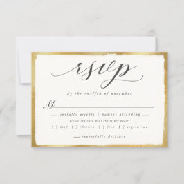 Elegantes Skript mit Goldküche für Hochzeiten RSVP Karte
