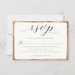 Elegantes Skript mit Kupfer Meal Choice Hochzeit RSVP Karte