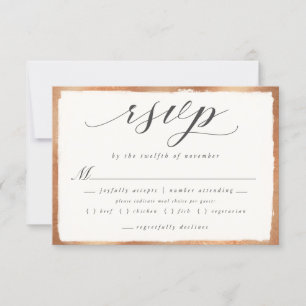 Elegantes Skript mit Kupfer Meal Choice Hochzeit RSVP Karte